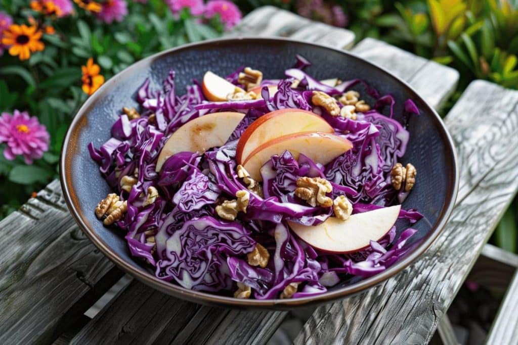 Salade de chou rouge, pomme et noix : un délice équilibré pour toutes les saisons