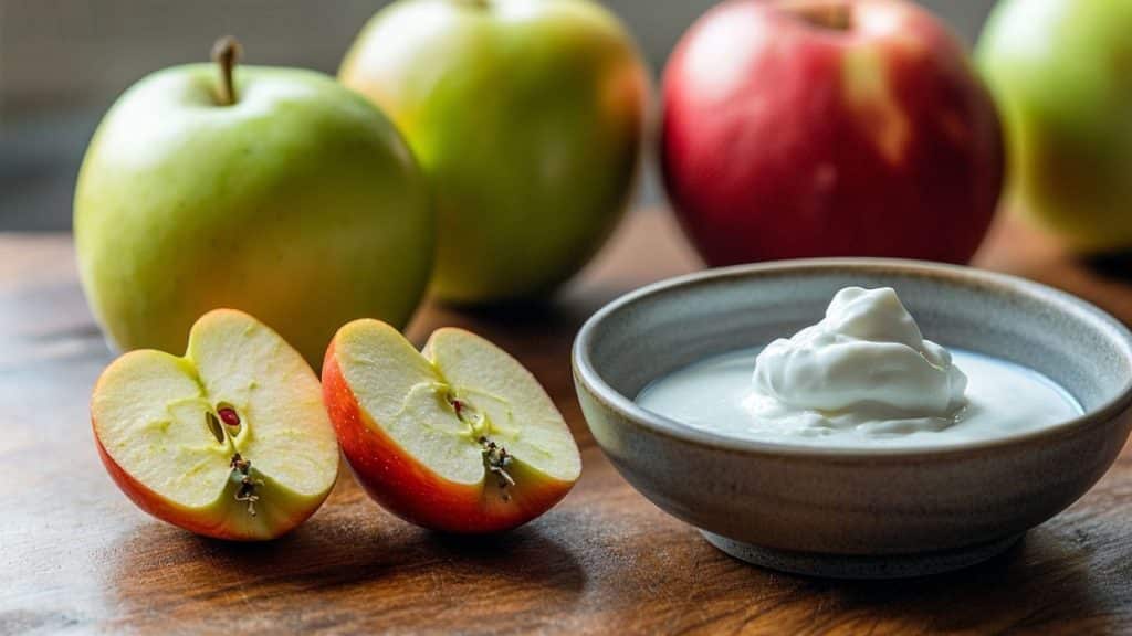 Ce dessert aux pommes et yaourt ne demande ni four, ni cuisson, ni sucre ajouté